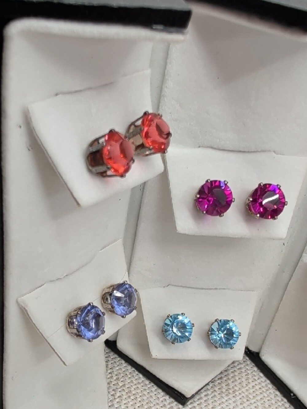 Vintage Swarovski Crystallized 6 Pair Multicolor Crystal Stud Earring Set